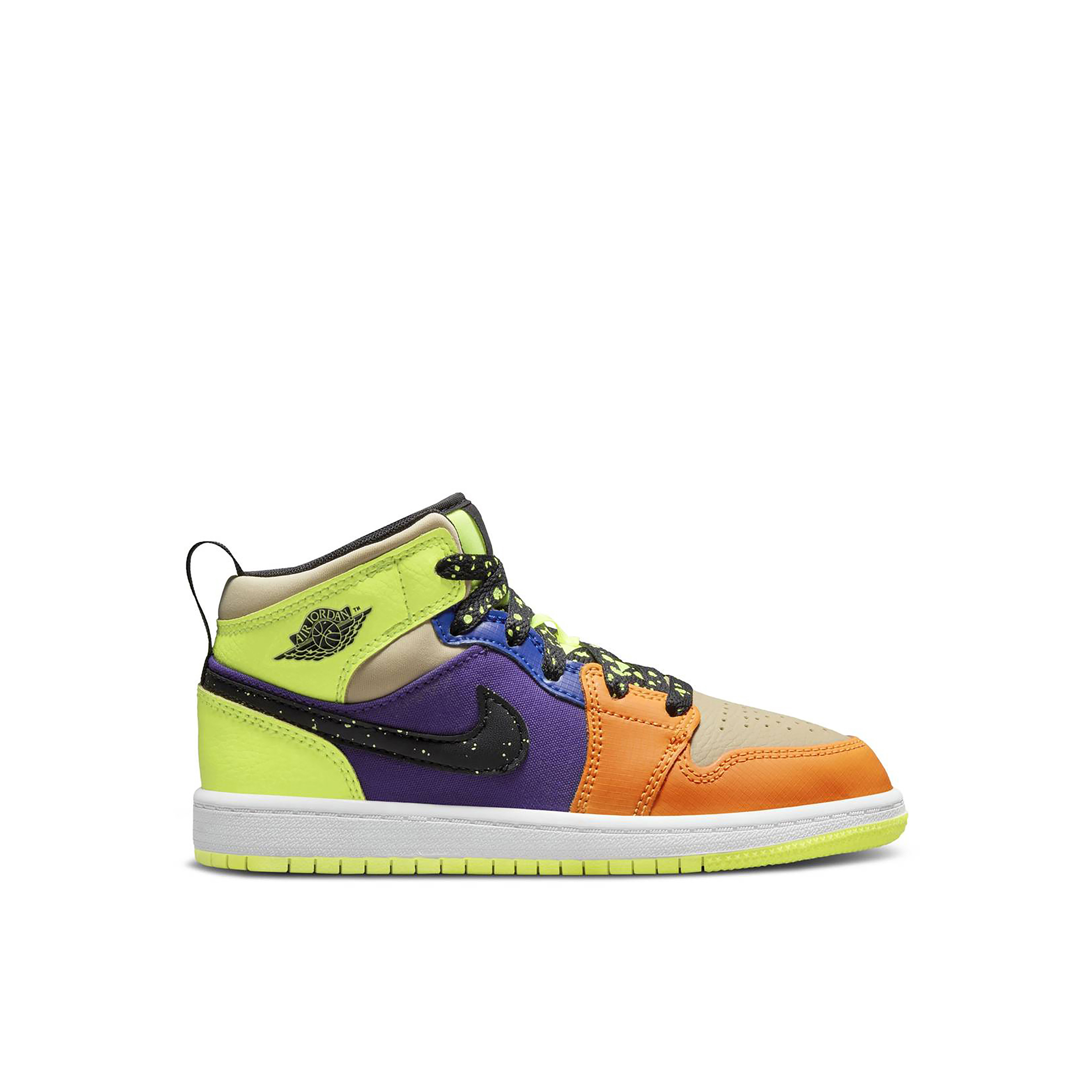 Air Jordan 1 Mid SE Volt Vivid Orange PS FD8793 700 Laced