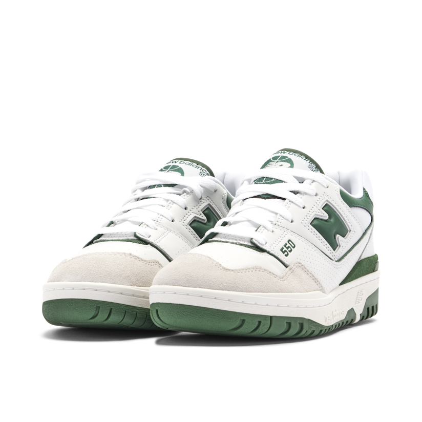 New Balance 550 white and green, ig: @y.eds