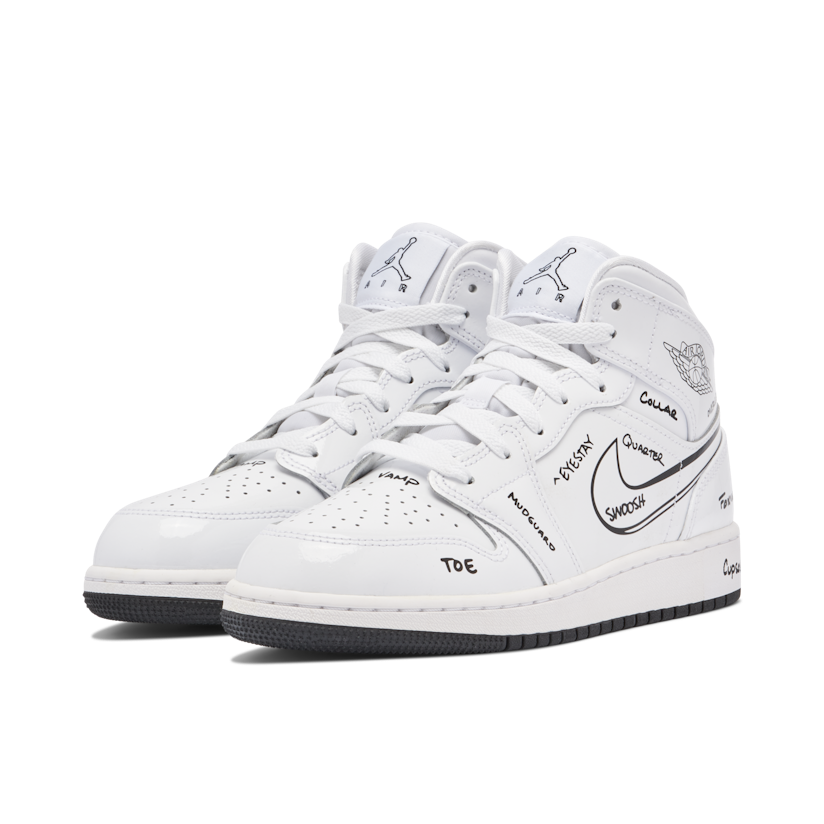 Air Jordan 1 Mid Schematic GS | DQ1864-100 | Laced