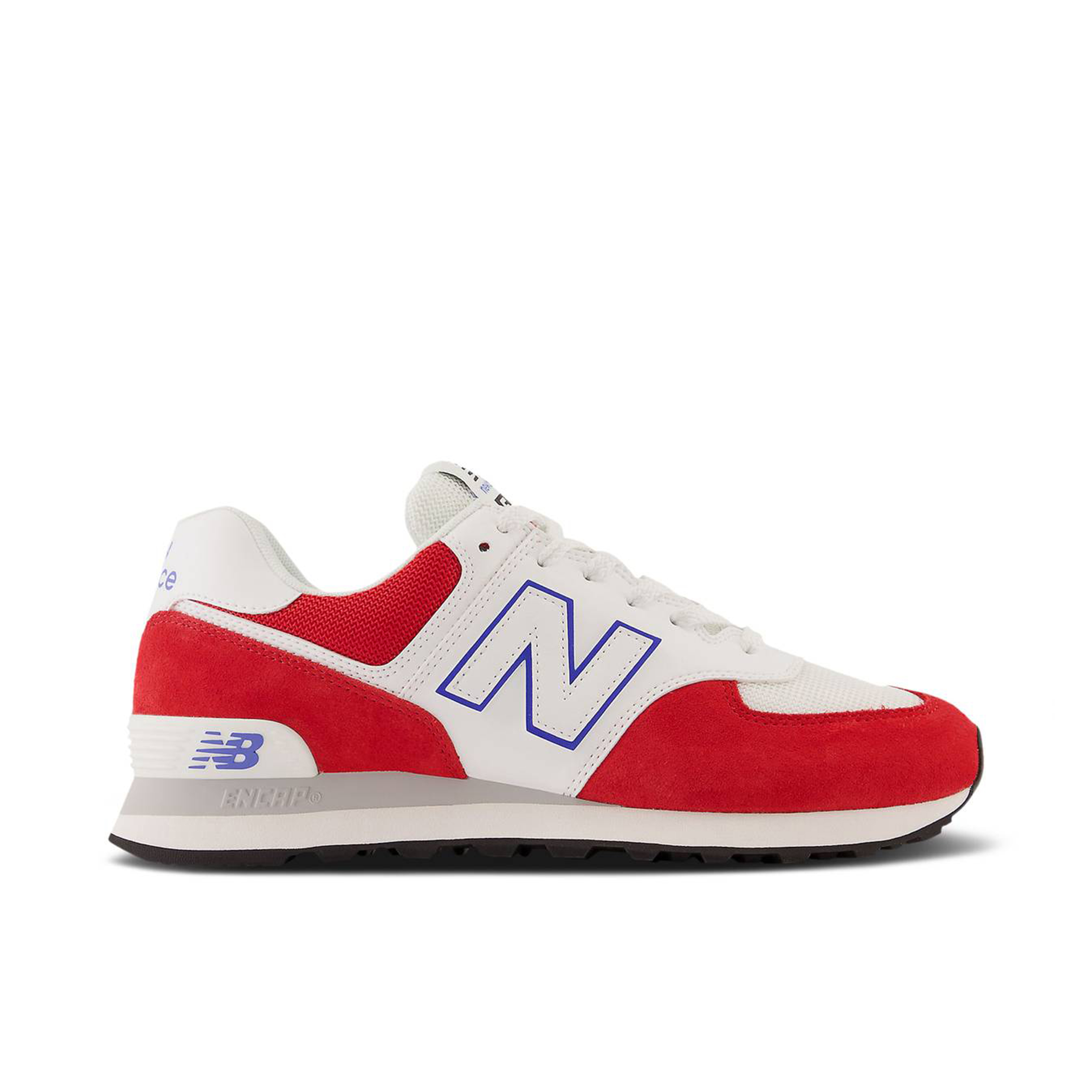 New balance 574 light grey with red and hot sale blue