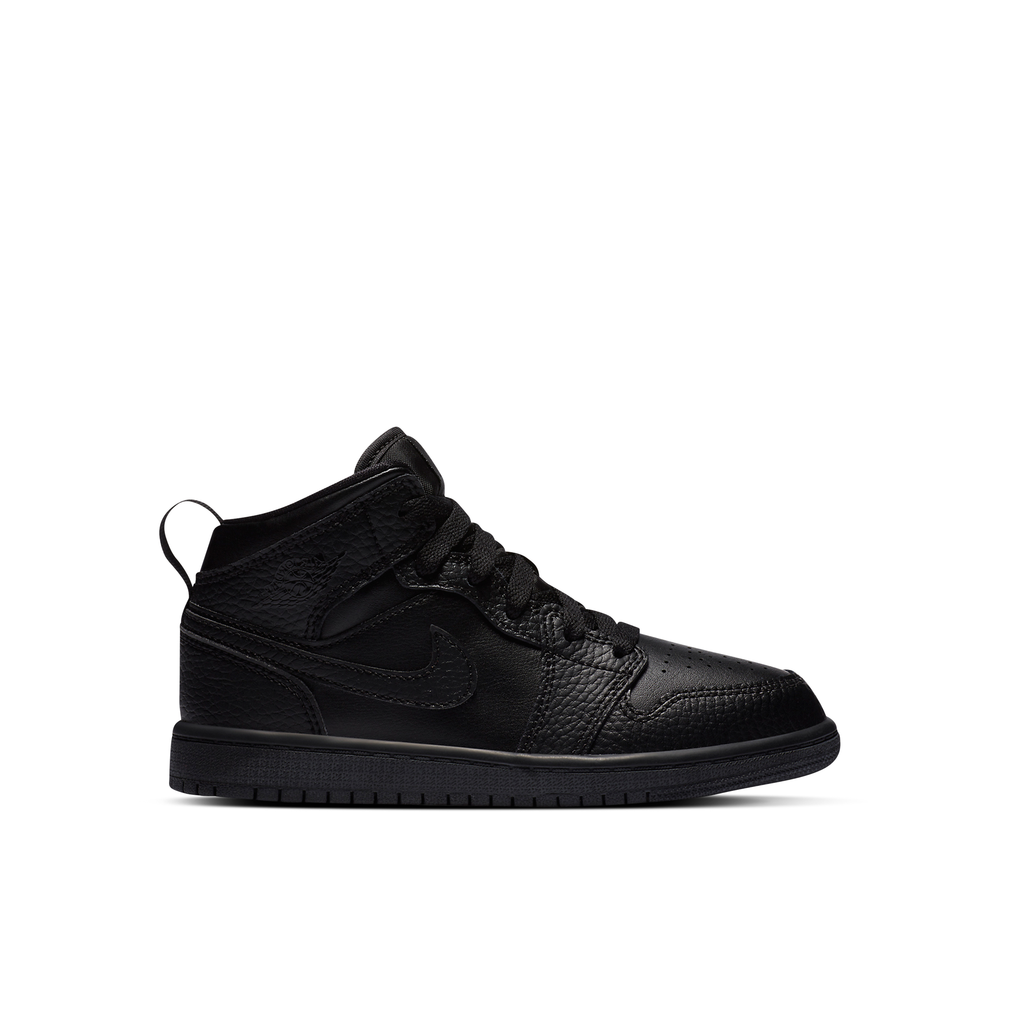 Air Jordan 1 Mid Triple Black Tumbled Leather PS | 640734-091 | Laced