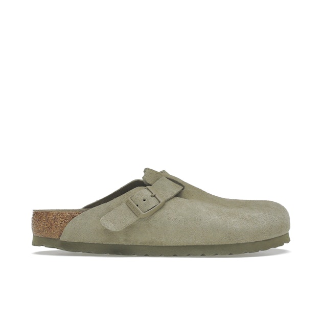 Birkenstock Boston Soft Footbed Suede Faded Khaki (Narrow Fit