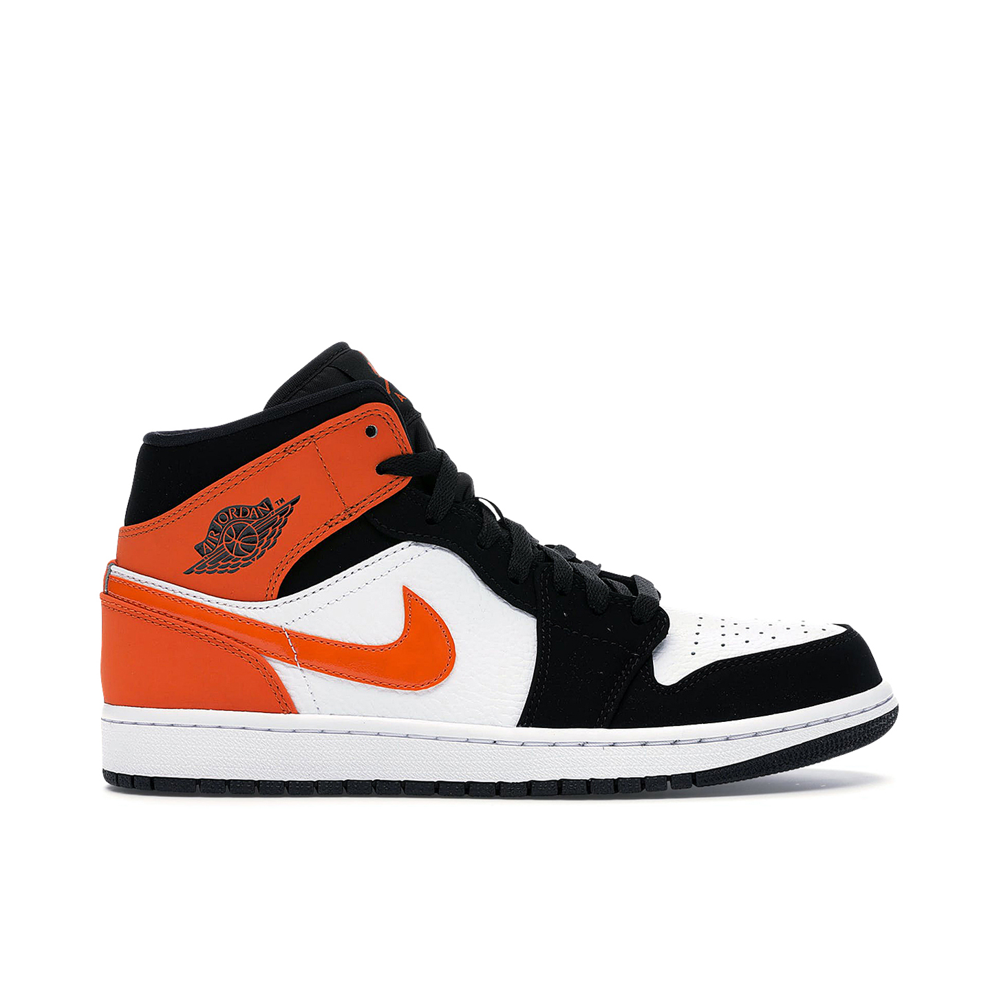 black white and orange jordan ones