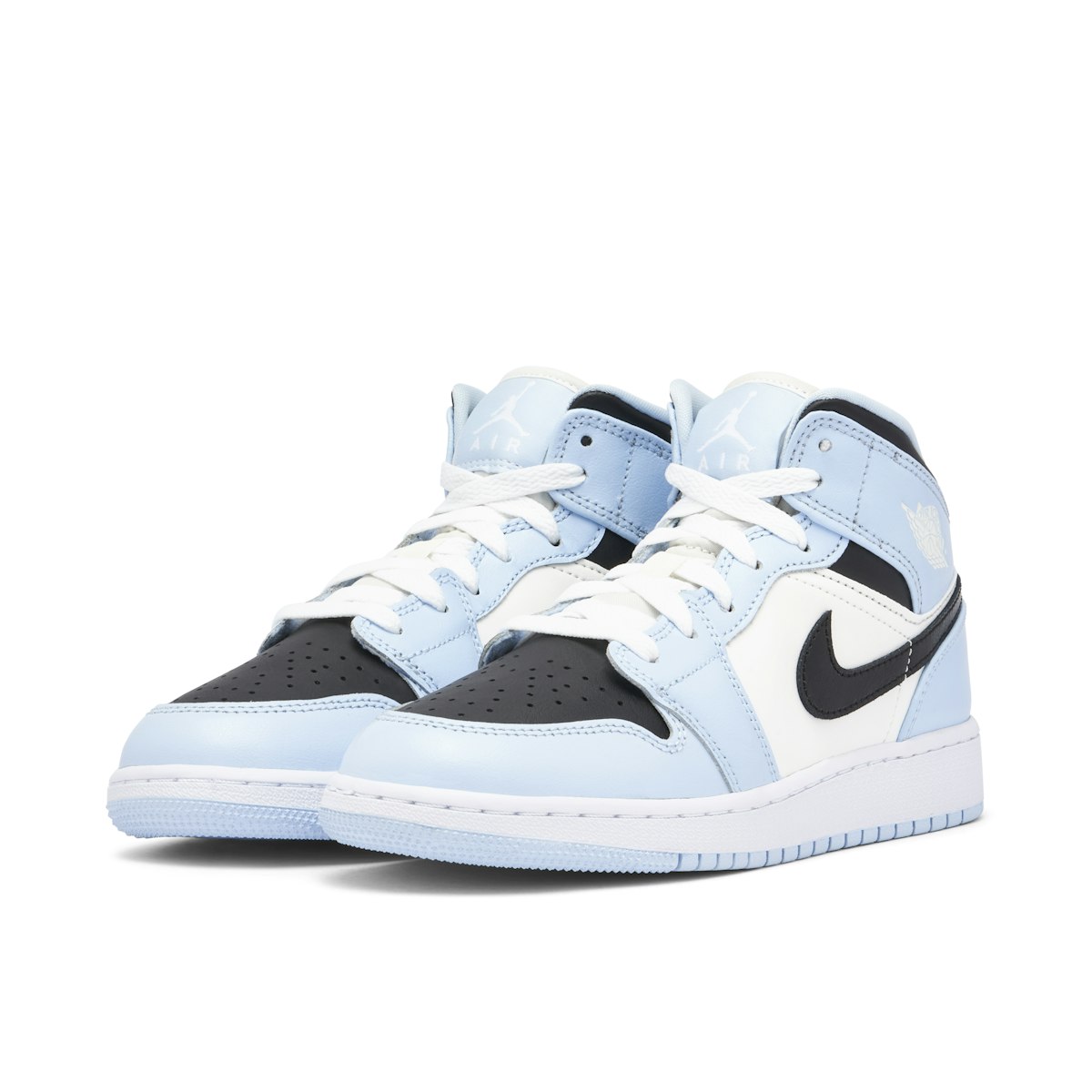 Air Jordan 1 Mid Ice Blue Gs 555112 401 Laced