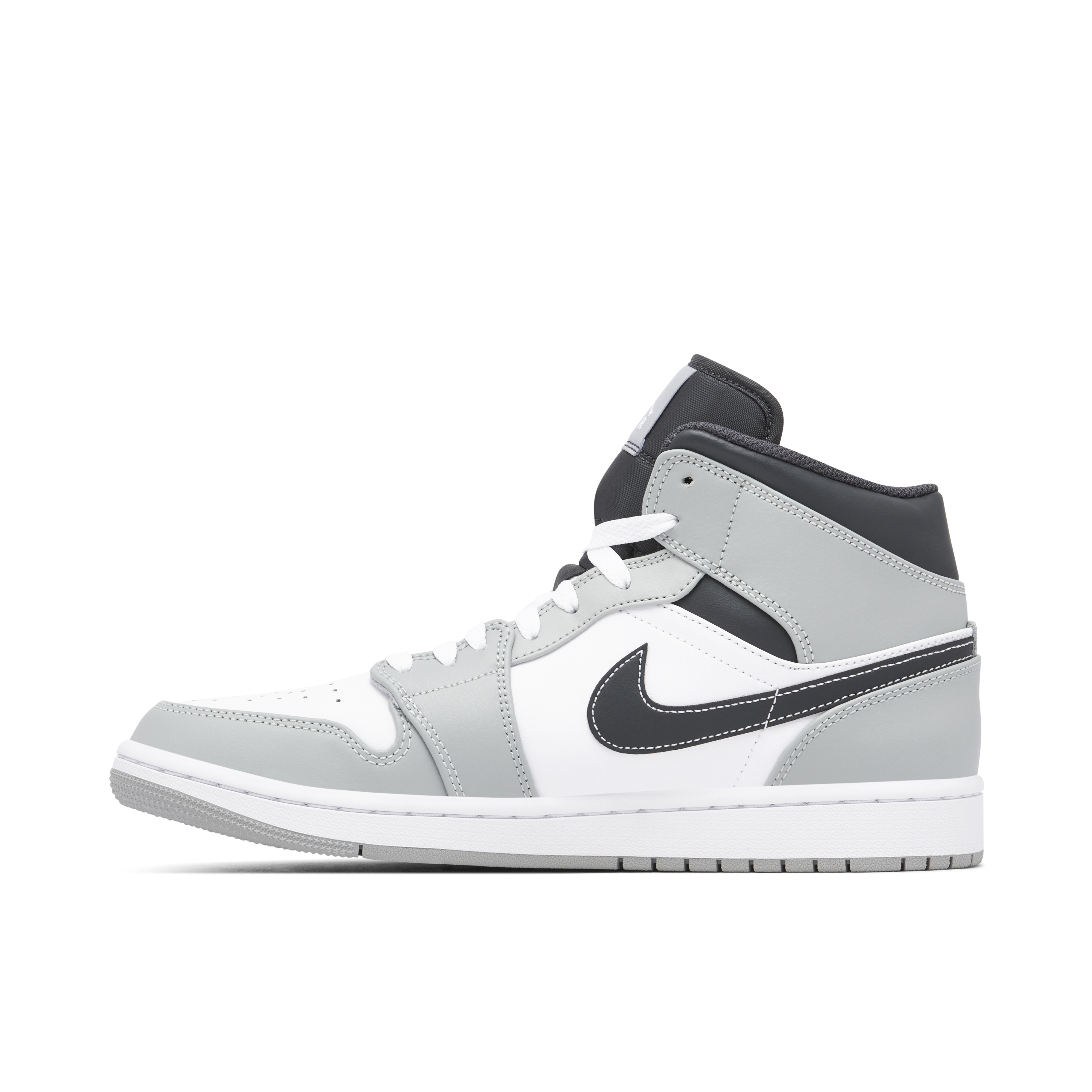 Black and grey jordan cheap 1 mid