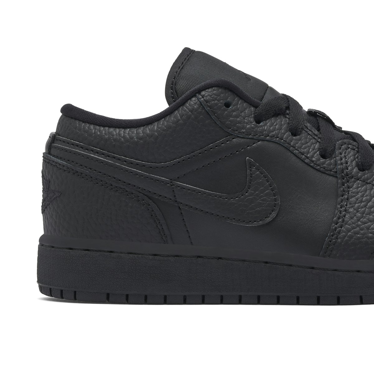 Air Jordan 1 Low Triple Black Tumbled Leather GS | 553560-091 | Laced