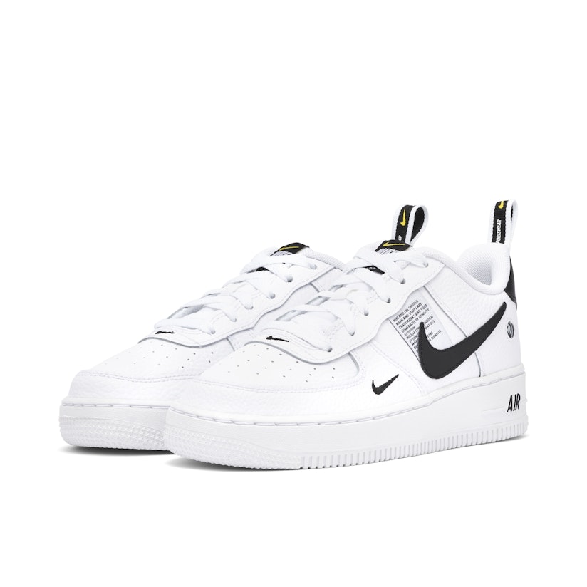 Nike Air Force 1 Mens Shoes 10 White/Black AJ7747-100 LV8 Utility  Overbranding