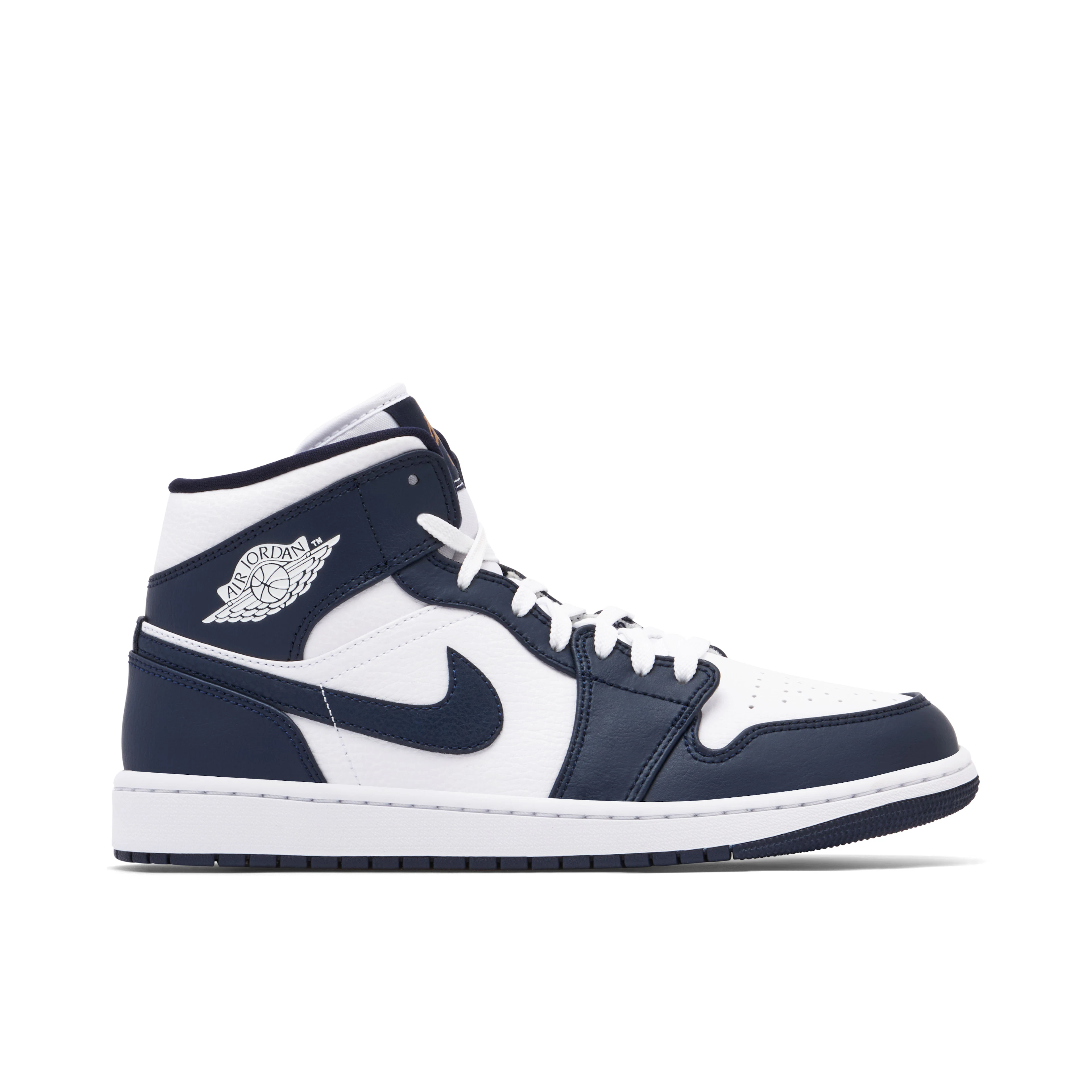 Air Jordan 1 Mid White Metallic Gold Obsidian | 554724-174 | Laced 