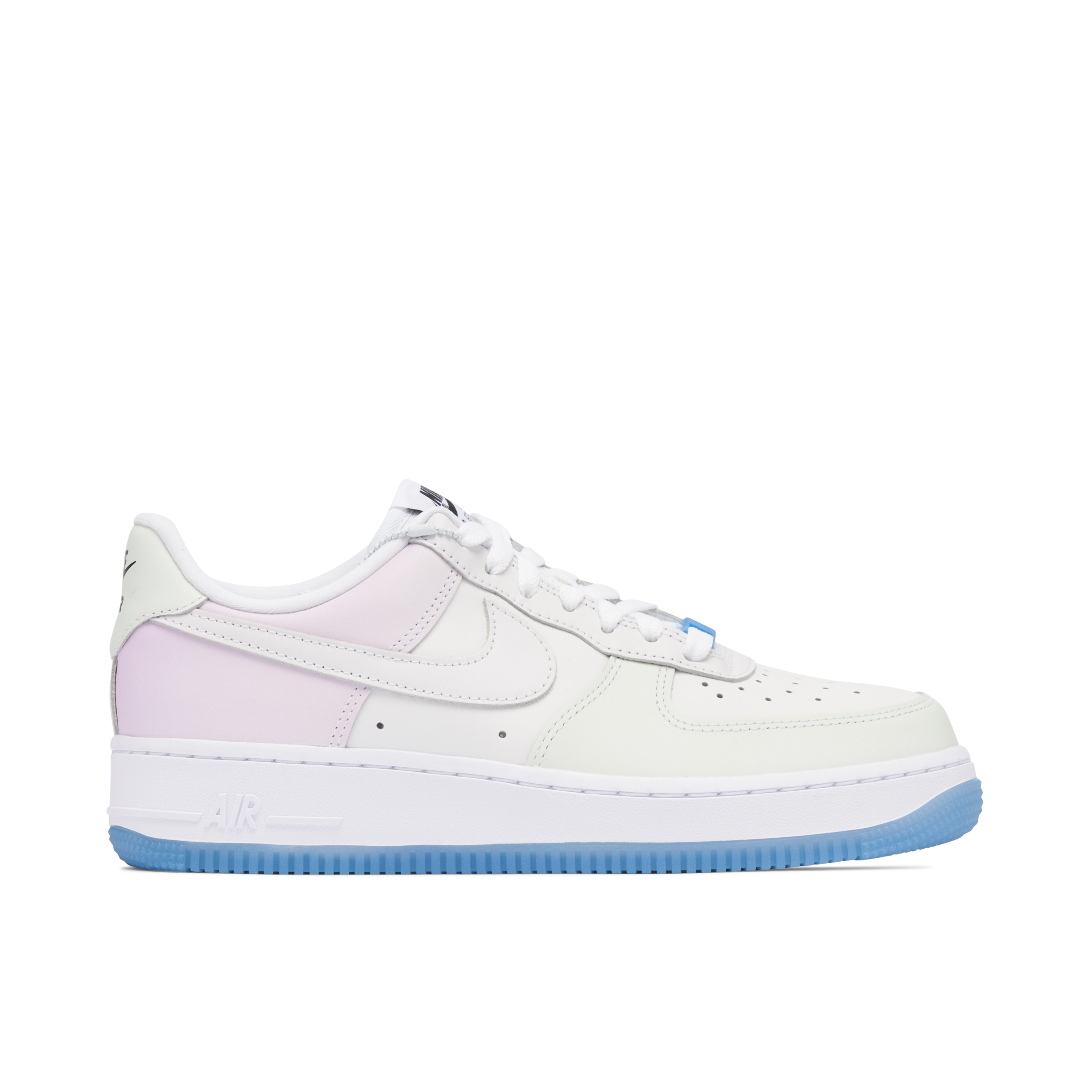 💦 Nike Air Force 1 Custom Light & Dark Blue Splatter 💦 Swoosh White  Shoes Mens