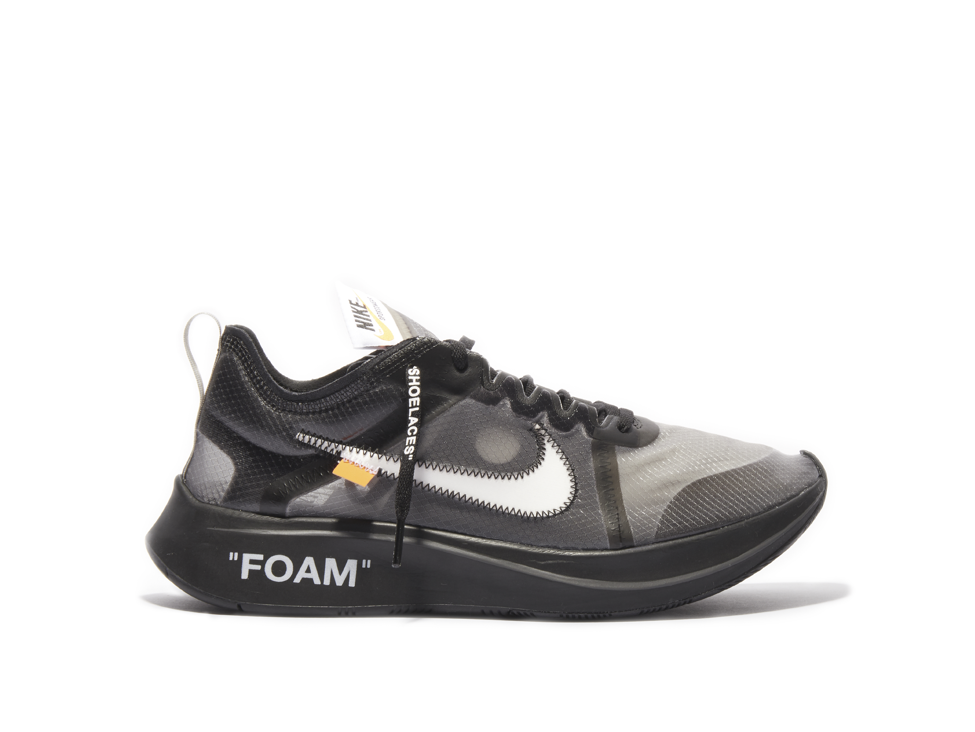 off white zoom fly black on feet