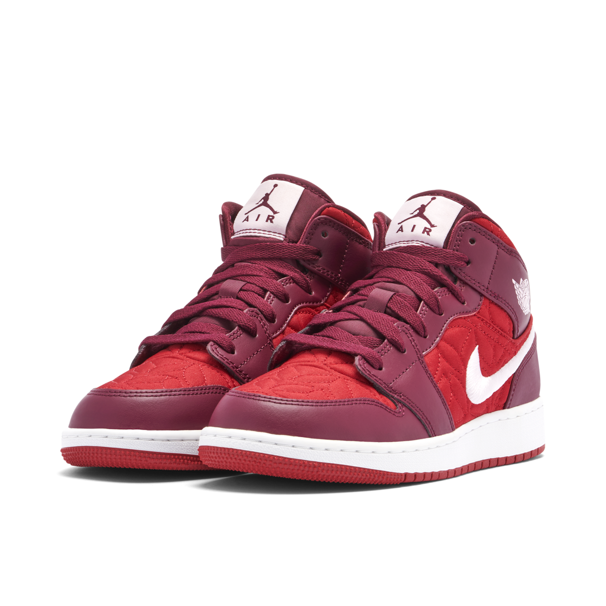 Air Jordan 1 Mid SE Red Quilt GS AV5174600 Laced