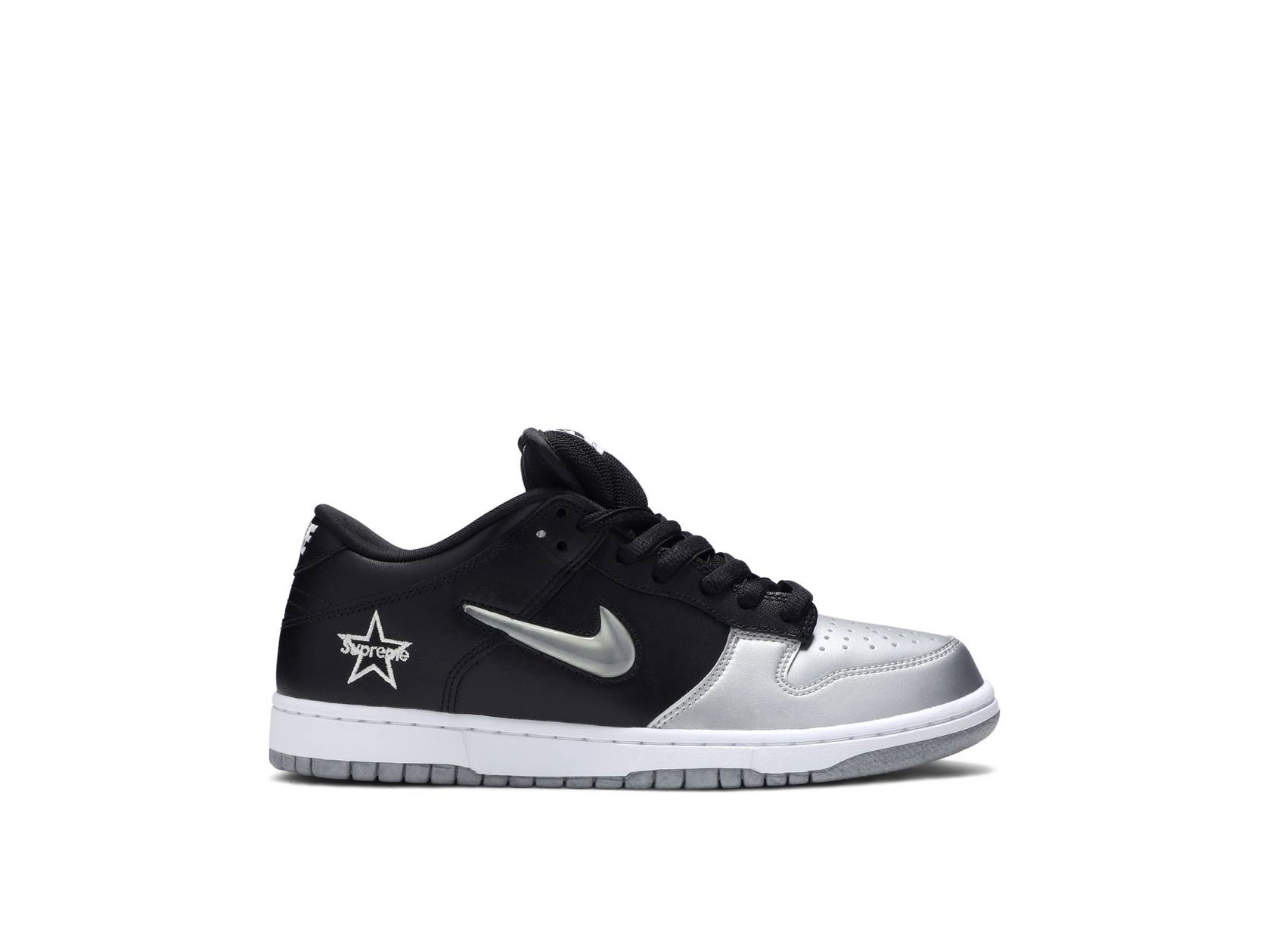 Shop Supreme x Nike SB Dunk Low Metallic Silver Online | Laced