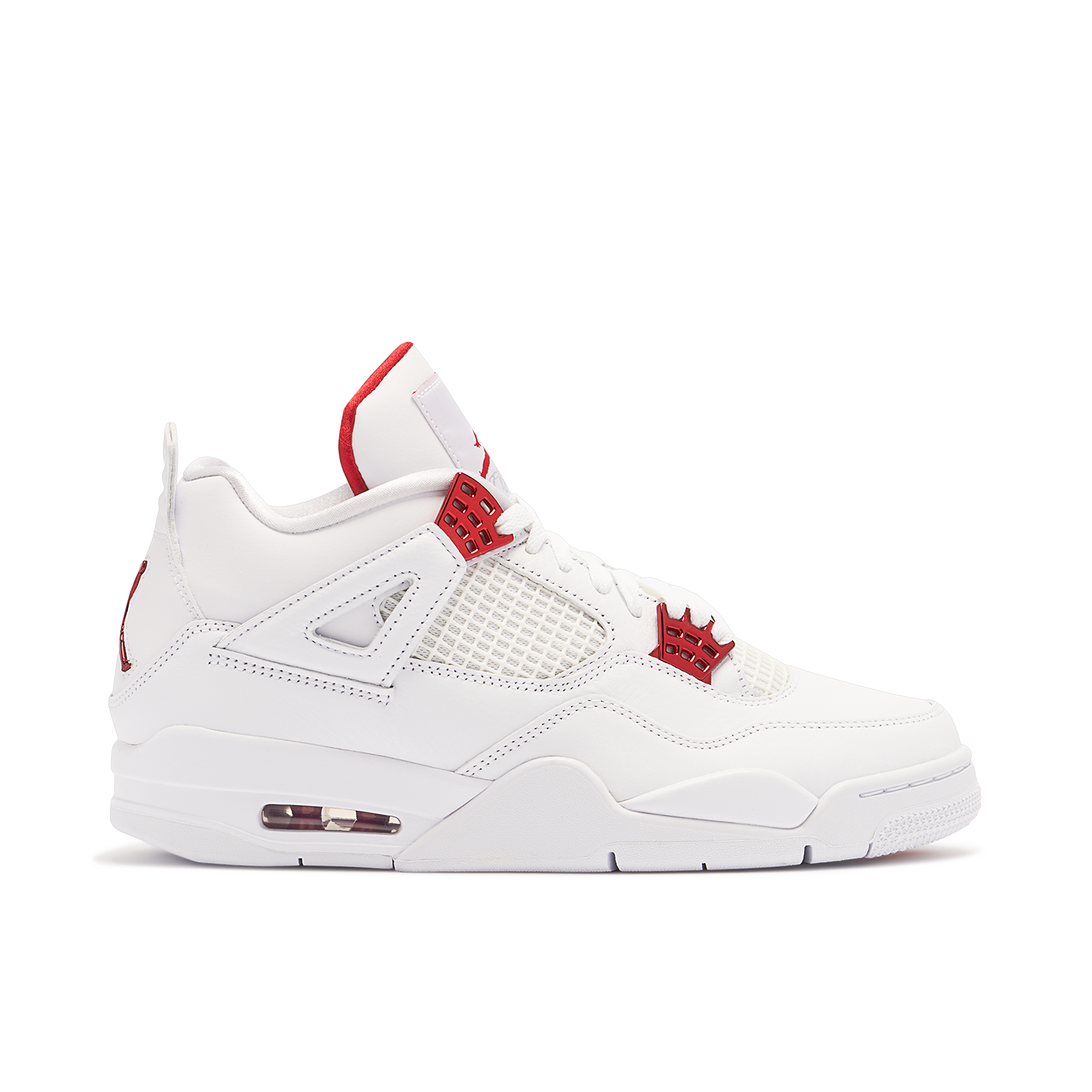all white jordan 4 with red