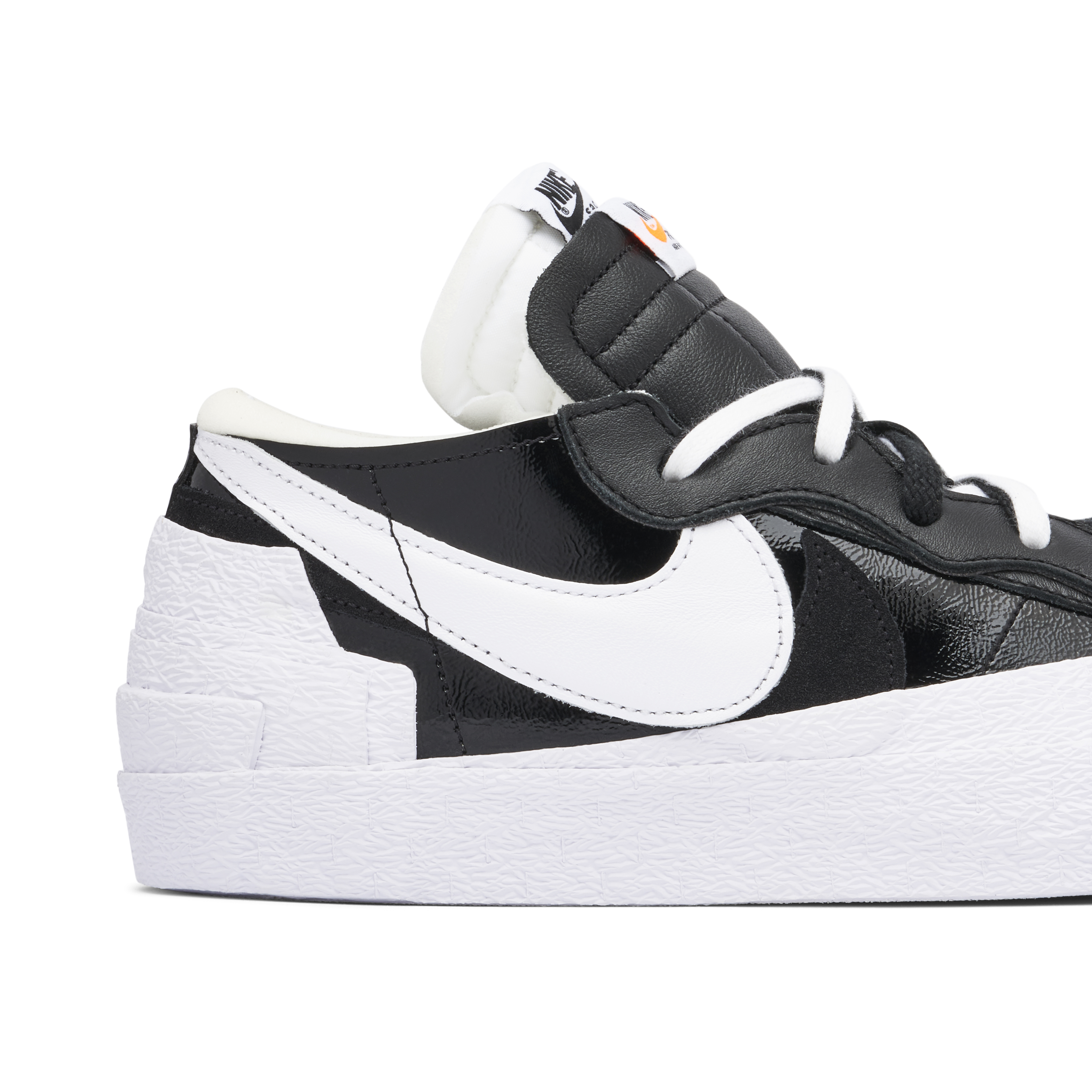 sacai x Nike Blazer Low Black White Patent | DM6443-001 | Laced