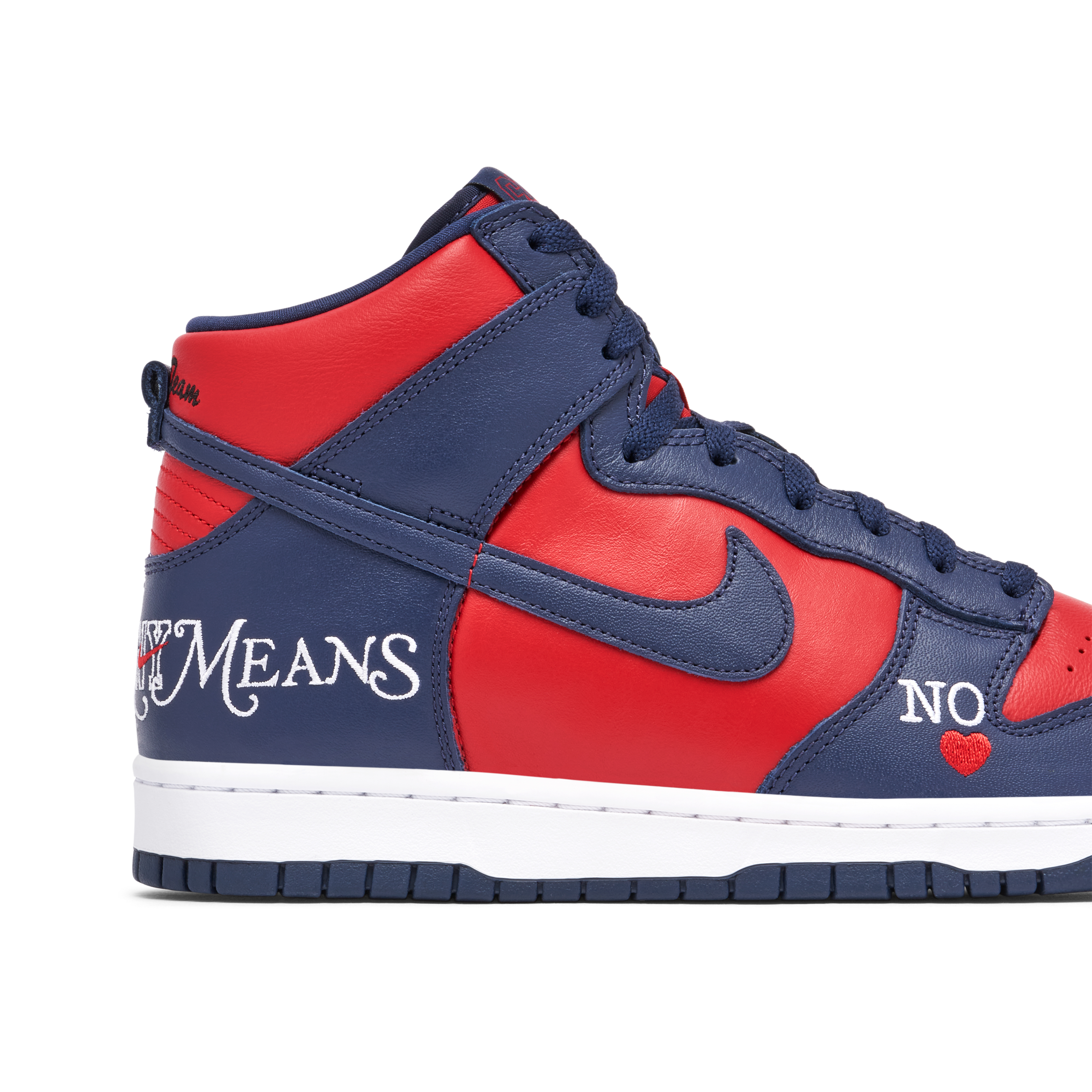 Supreme x Nike SB Dunk High By Any Means Red Navy | DN3741-600 | Laced